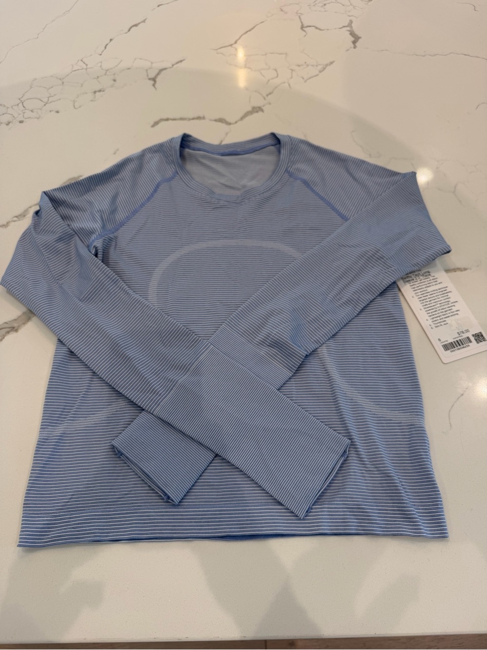 lululemon athletica Light Blue Striped Long-Sleeve Top